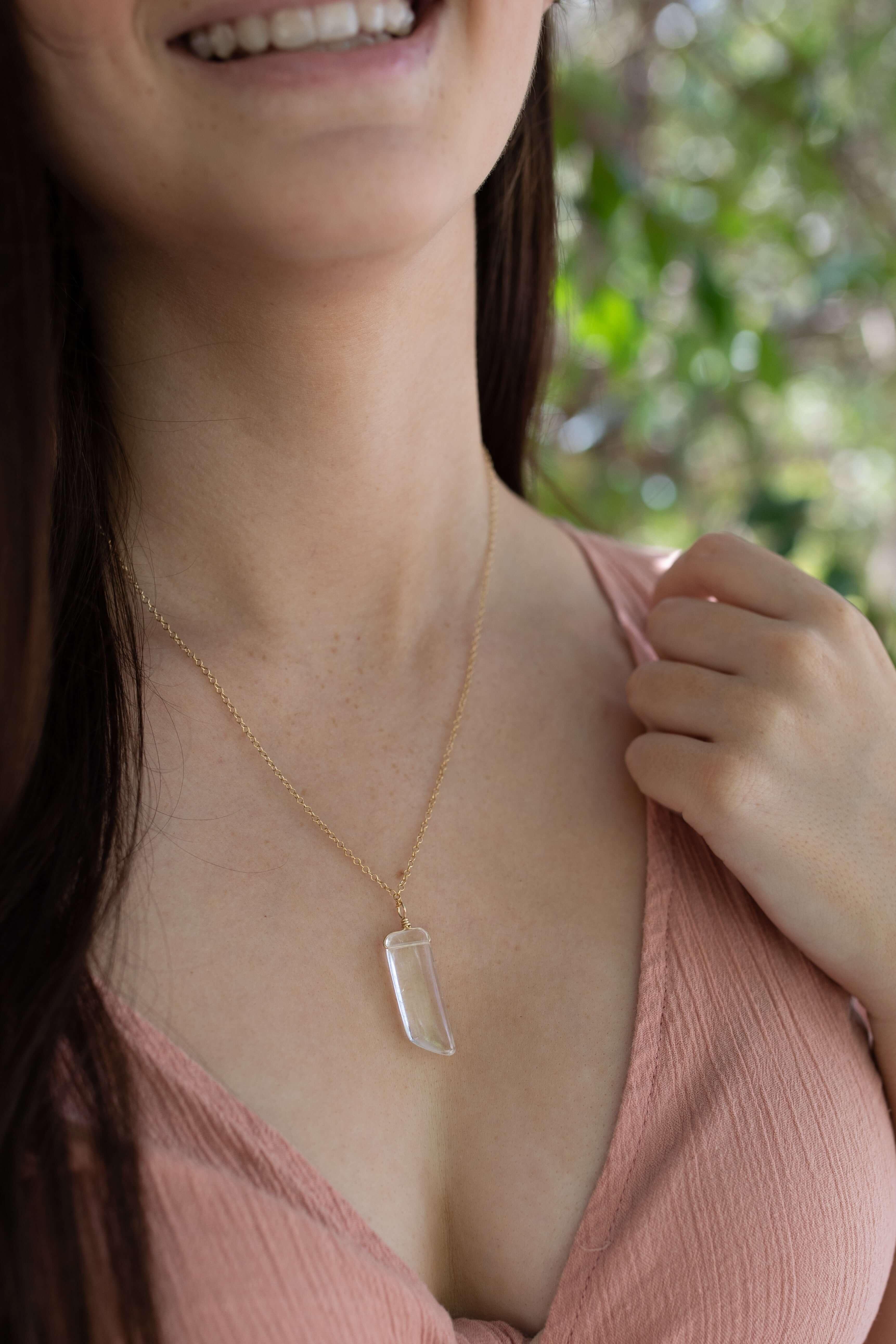 Fashion Rare Tangerine Phantom Quartz Crystal | Natural Quartz Gemstone Quartz Point Crystal Point Crystal Healing Crystal Necklace Crystal Jewelry