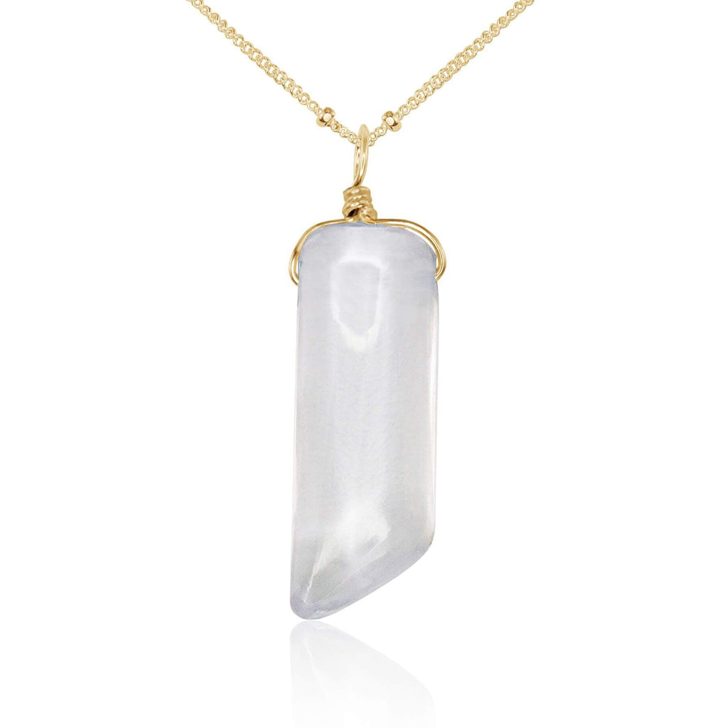 Smooth Crystal Quartz Natural Point Crystal Necklace - Smooth Crystal Quartz Natural Point Crystal Necklace - 14k Gold Fill / Satellite - Luna Tide Handmade Crystal Jewellery