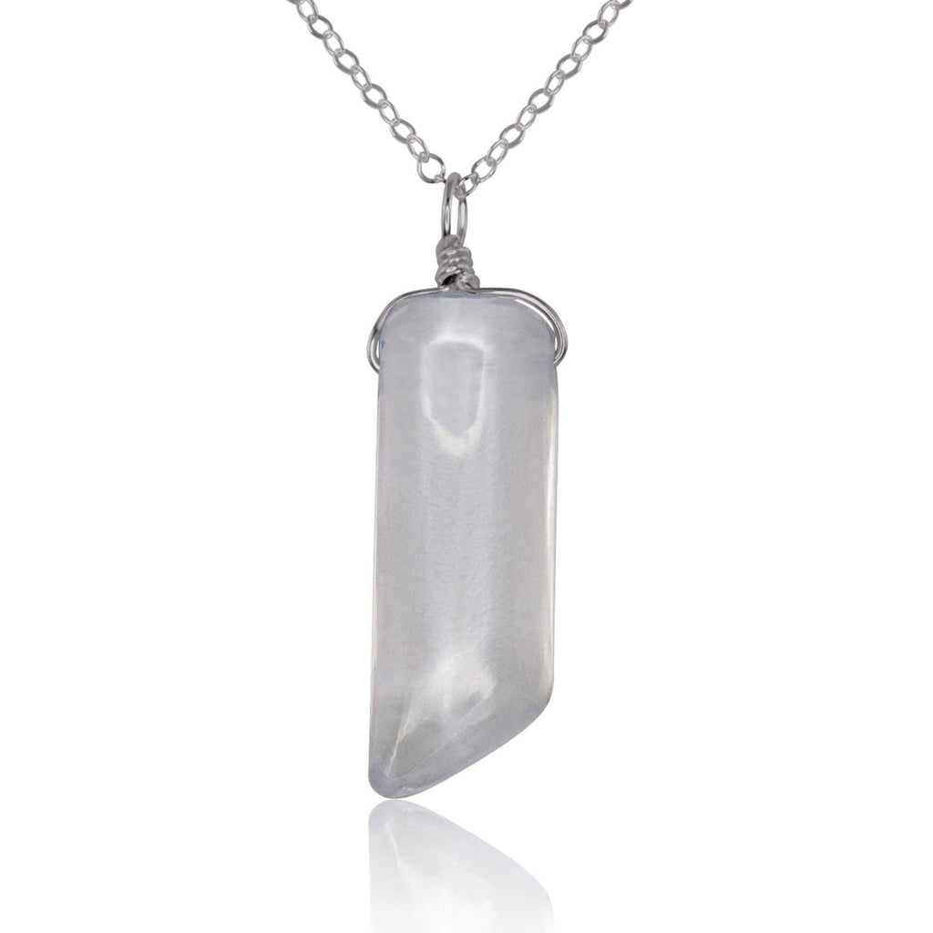 Smooth Crystal Quartz Natural Point Crystal Necklace - Smooth Crystal Quartz Natural Point Crystal Necklace - Stainless Steel / Cable - Luna Tide Handmade Crystal Jewellery