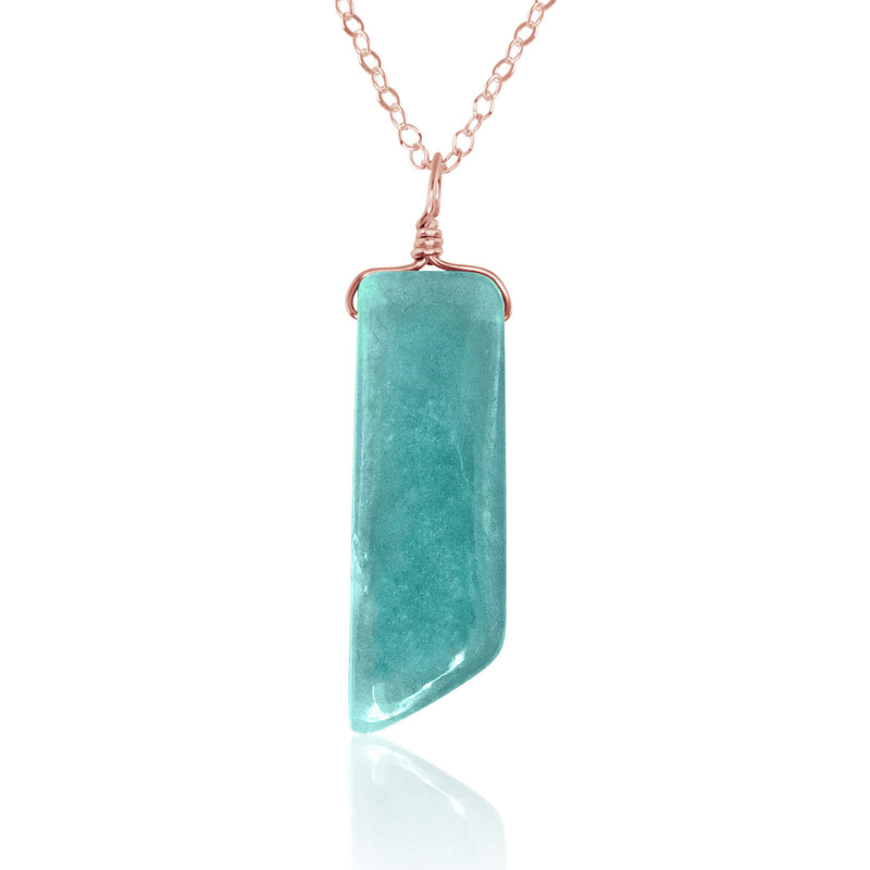 Smooth Point Pendant Necklace - Amazonite - 14K Rose Gold Fill - Luna Tide Handmade Jewellery