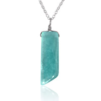 Smooth Point Pendant Necklace - Amazonite - Stainless Steel - Luna Tide Handmade Jewellery