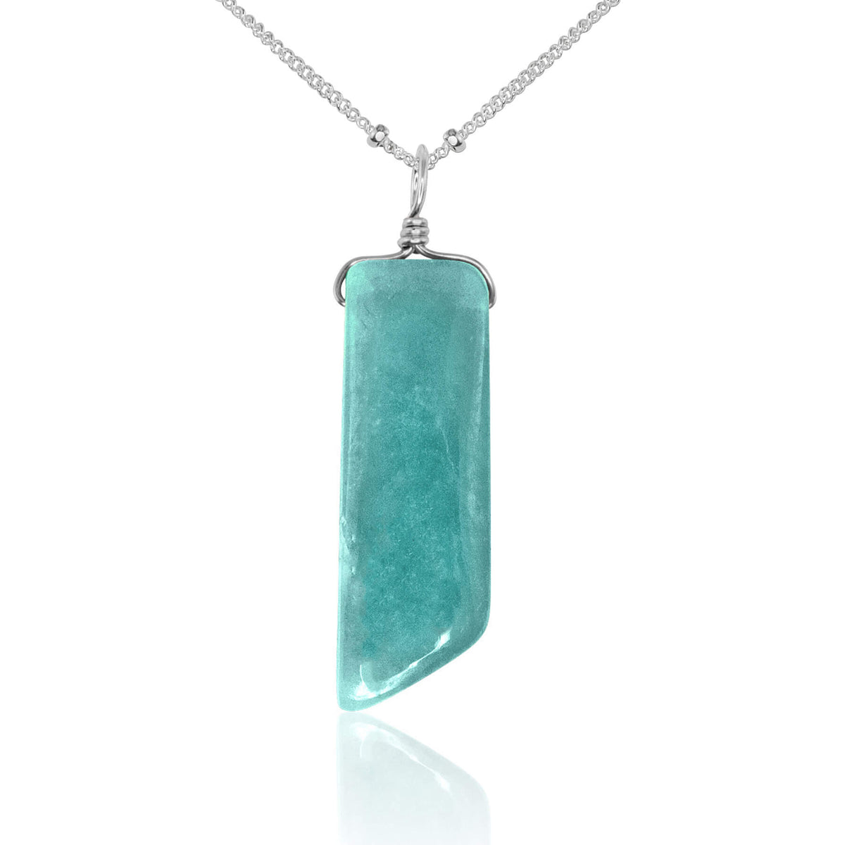 Smooth Point Pendant Necklace - Amazonite - Sterling Silver Satellite - Luna Tide Handmade Jewellery