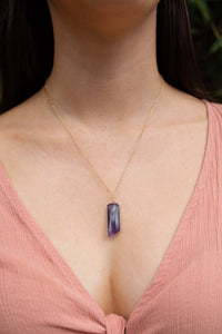 Smooth Point Pendant Necklace - Amethyst - 14K Gold Fill - Luna Tide Handmade Jewellery