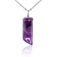 Smooth Point Pendant Necklace - Amethyst - Stainless Steel Satellite - Luna Tide Handmade Jewellery