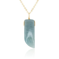 Smooth Point Pendant Necklace - Aquamarine - 14K Gold Fill - Luna Tide Handmade Jewellery