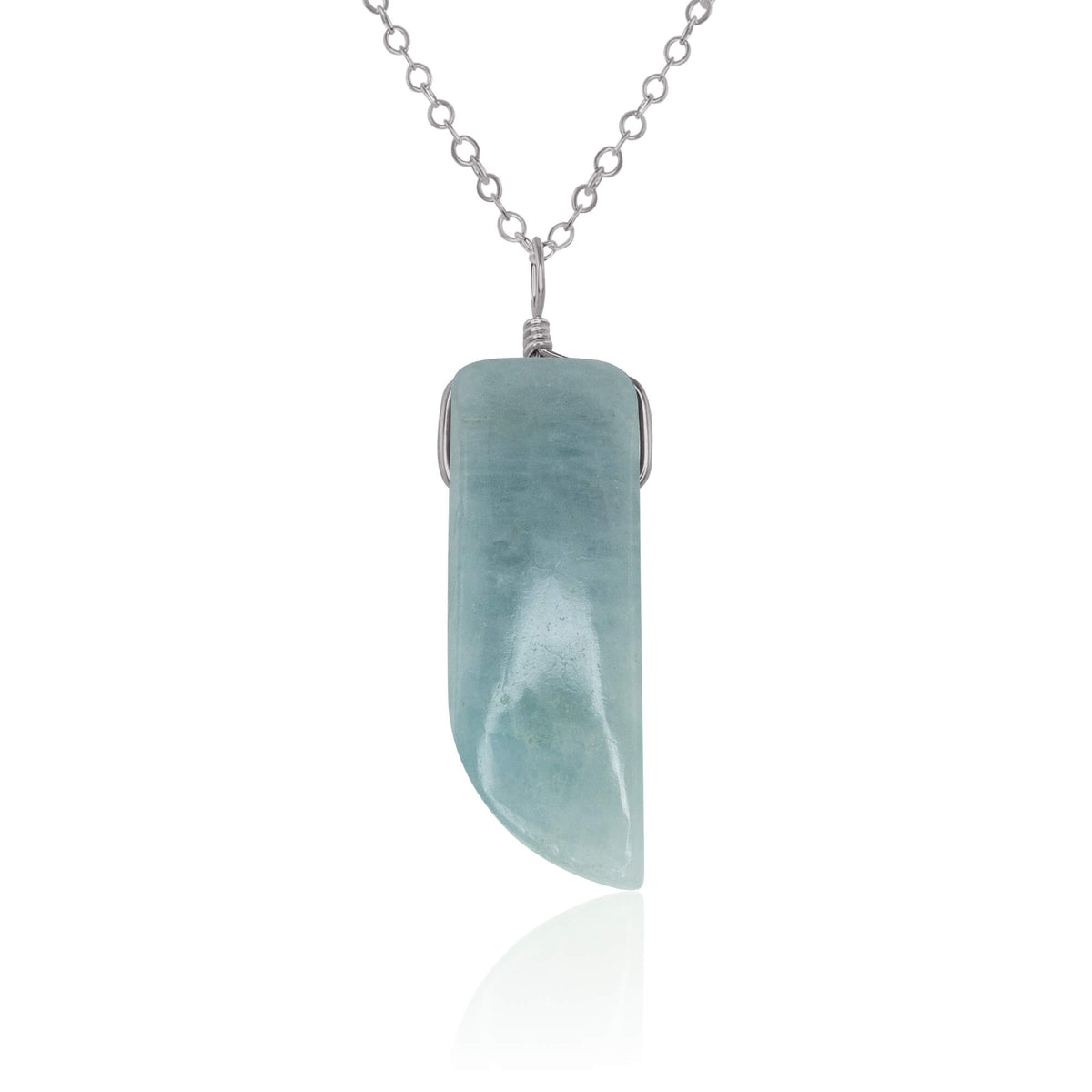 Smooth Point Pendant Necklace - Aquamarine - Stainless Steel - Luna Tide Handmade Jewellery