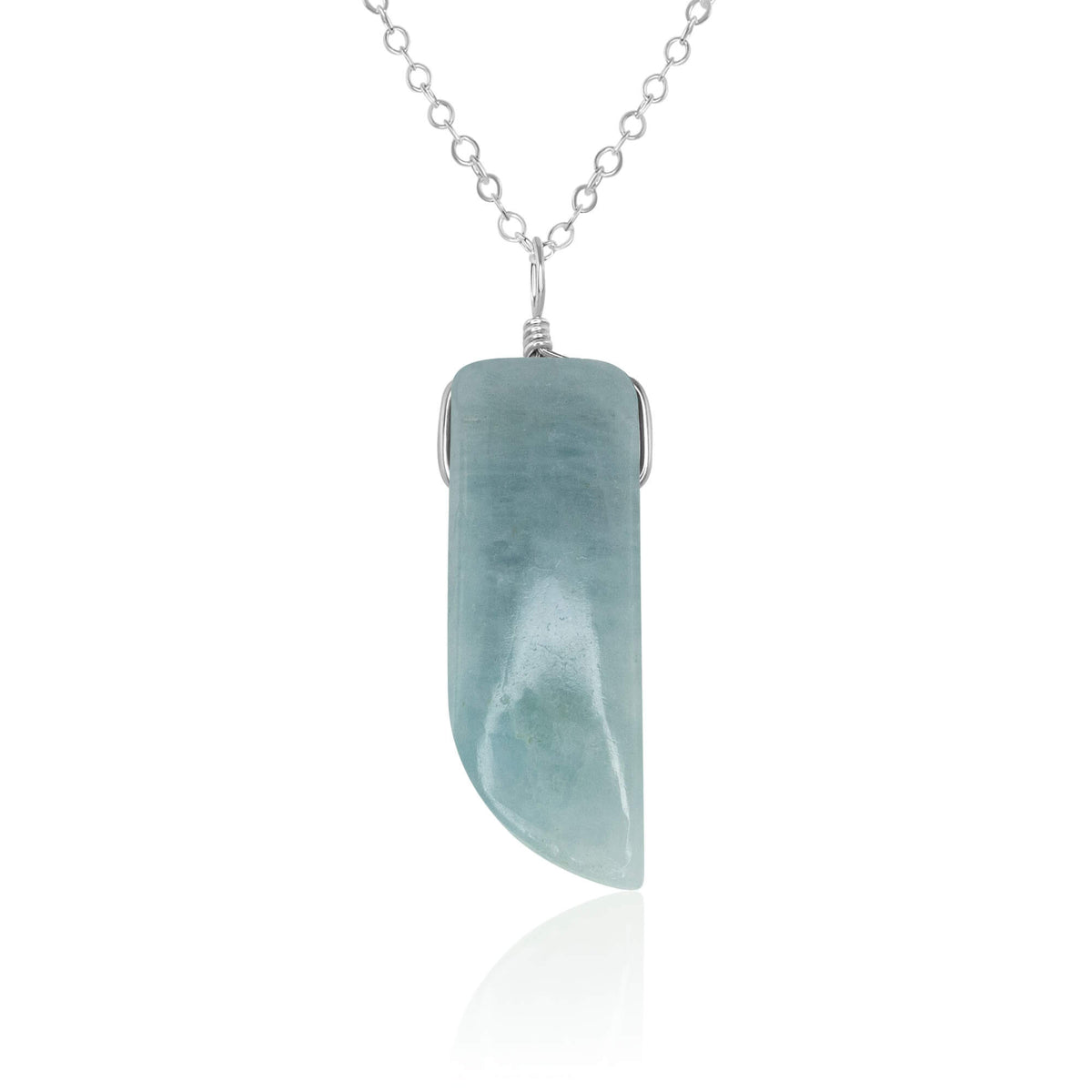 Smooth Point Pendant Necklace - Aquamarine - Sterling Silver - Luna Tide Handmade Jewellery
