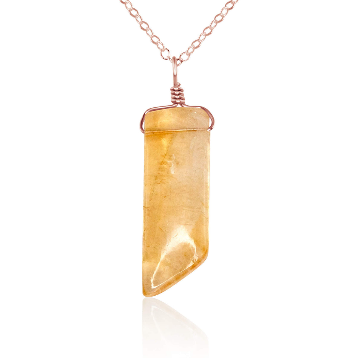 Smooth Point Pendant Necklace - Citrine - 14K Rose Gold Fill - Luna Tide Handmade Jewellery