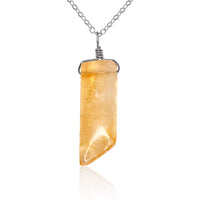 Smooth Point Pendant Necklace - Citrine - Stainless Steel - Luna Tide Handmade Jewellery