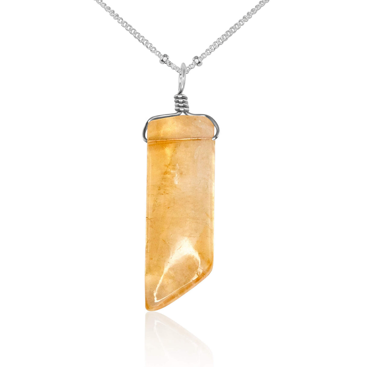 Smooth Point Pendant Necklace - Citrine - Sterling Silver Satellite - Luna Tide Handmade Jewellery