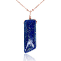 Smooth Point Pendant Necklace - Lapis Lazuli - 14K Rose Gold Fill Satellite - Luna Tide Handmade Jewellery