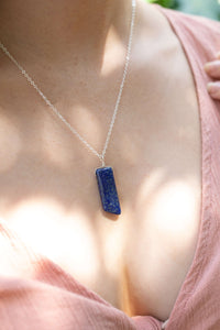 Smooth Point Pendant Necklace - Lapis Lazuli - Sterling Silver - Luna Tide Handmade Jewellery