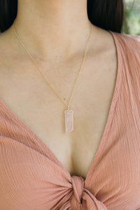 Smooth Point Pendant Necklace - Rose Quartz - 14K Gold Fill - Luna Tide Handmade Jewellery