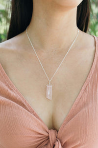 Smooth Point Pendant Necklace - Rose Quartz - Sterling Silver - Luna Tide Handmade Jewellery