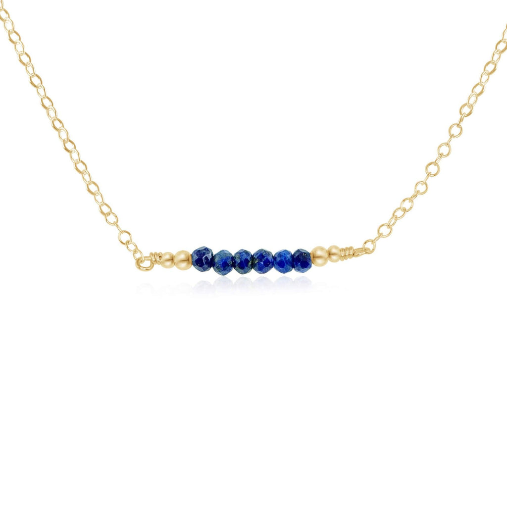 Sparkling Blue Lapis Lazuli Faceted Bead Bar Necklace - Sparkling Blue Lapis Lazuli Faceted Bead Bar Necklace - 14k Gold Fill - Luna Tide Handmade Crystal Jewellery