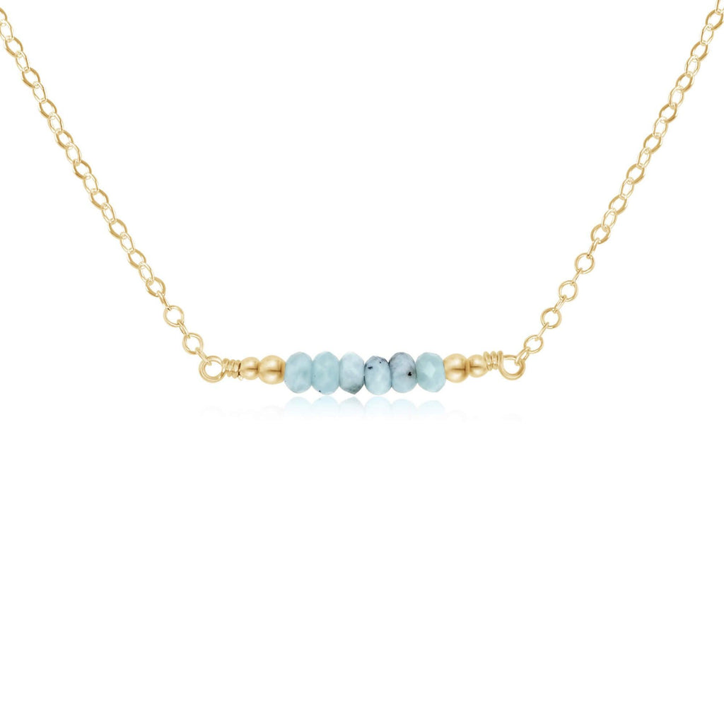 Sparkling Blue Larimar Faceted Bead Bar Necklace - Sparkling Blue Larimar Faceted Bead Bar Necklace - 14k Gold Fill - Luna Tide Handmade Crystal Jewellery