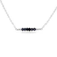 Faceted Bead Bar Necklace - Sapphire - Sterling Silver - Luna Tide Handmade Jewellery
