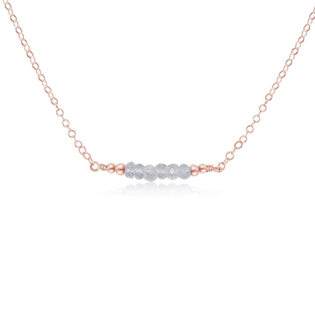 Sparkling Clear Crystal Quartz Faceted Bead Bar Necklace - Sparkling Clear Crystal Quartz Faceted Bead Bar Necklace - 14k Rose Gold Fill - Luna Tide Handmade Crystal Jewellery
