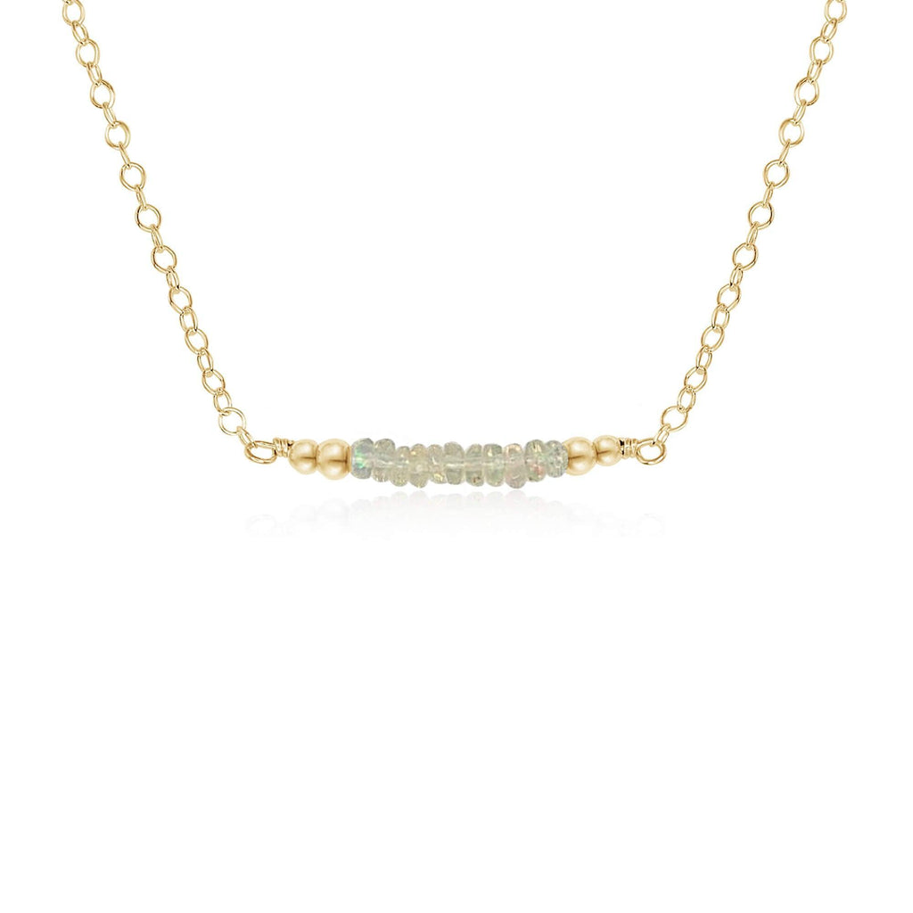 Sparkling Ethiopian Opal Faceted Bead Bar Necklace - Sparkling Ethiopian Opal Faceted Bead Bar Necklace - 14k Gold Fill - Luna Tide Handmade Crystal Jewellery