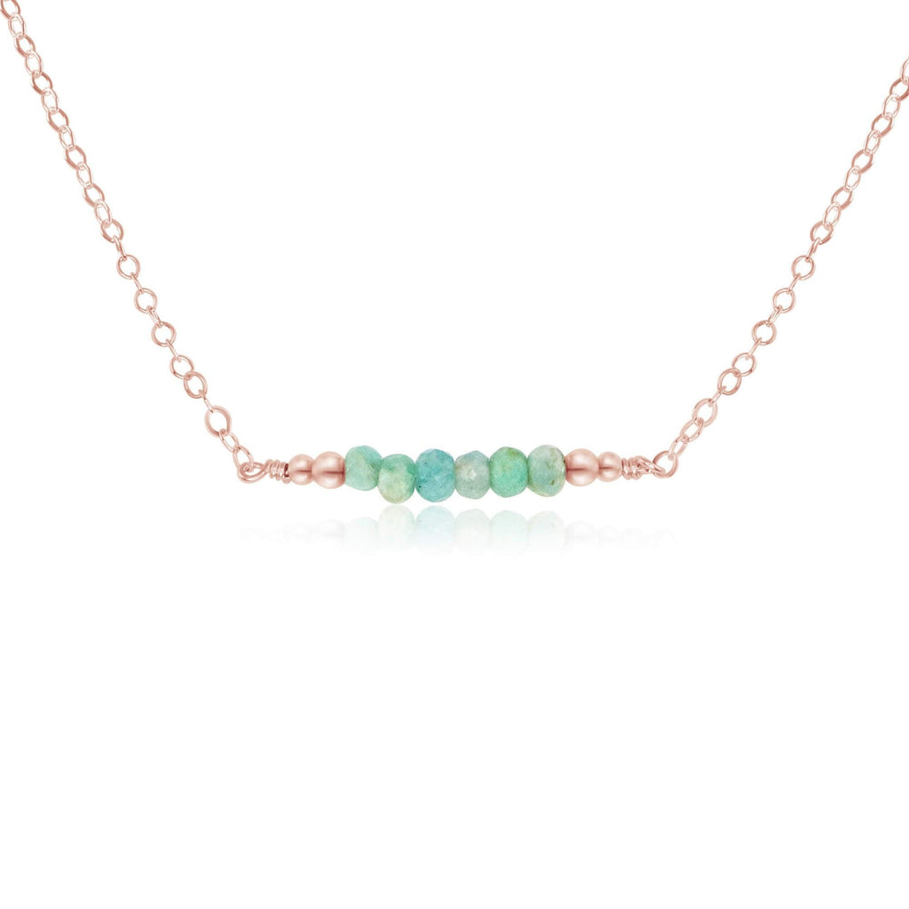 Sparkling Green Amazonite Faceted Bead Bar Necklace - Sparkling Green Amazonite Faceted Bead Bar Necklace - 14k Rose Gold Fill - Luna Tide Handmade Crystal Jewellery