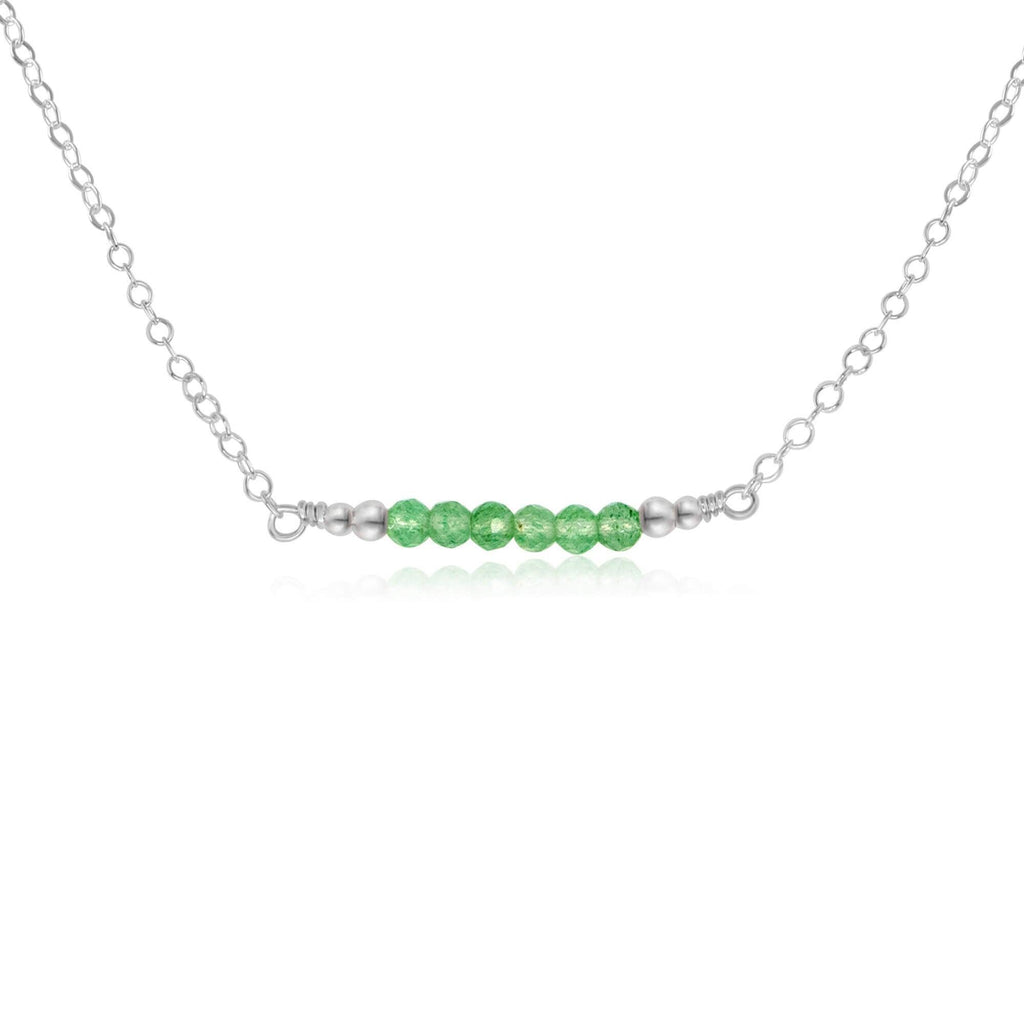 Sparkling Green Aventurine Faceted Bead Bar Necklace - Sparkling Green Aventurine Faceted Bead Bar Necklace - Sterling Silver - Luna Tide Handmade Crystal Jewellery