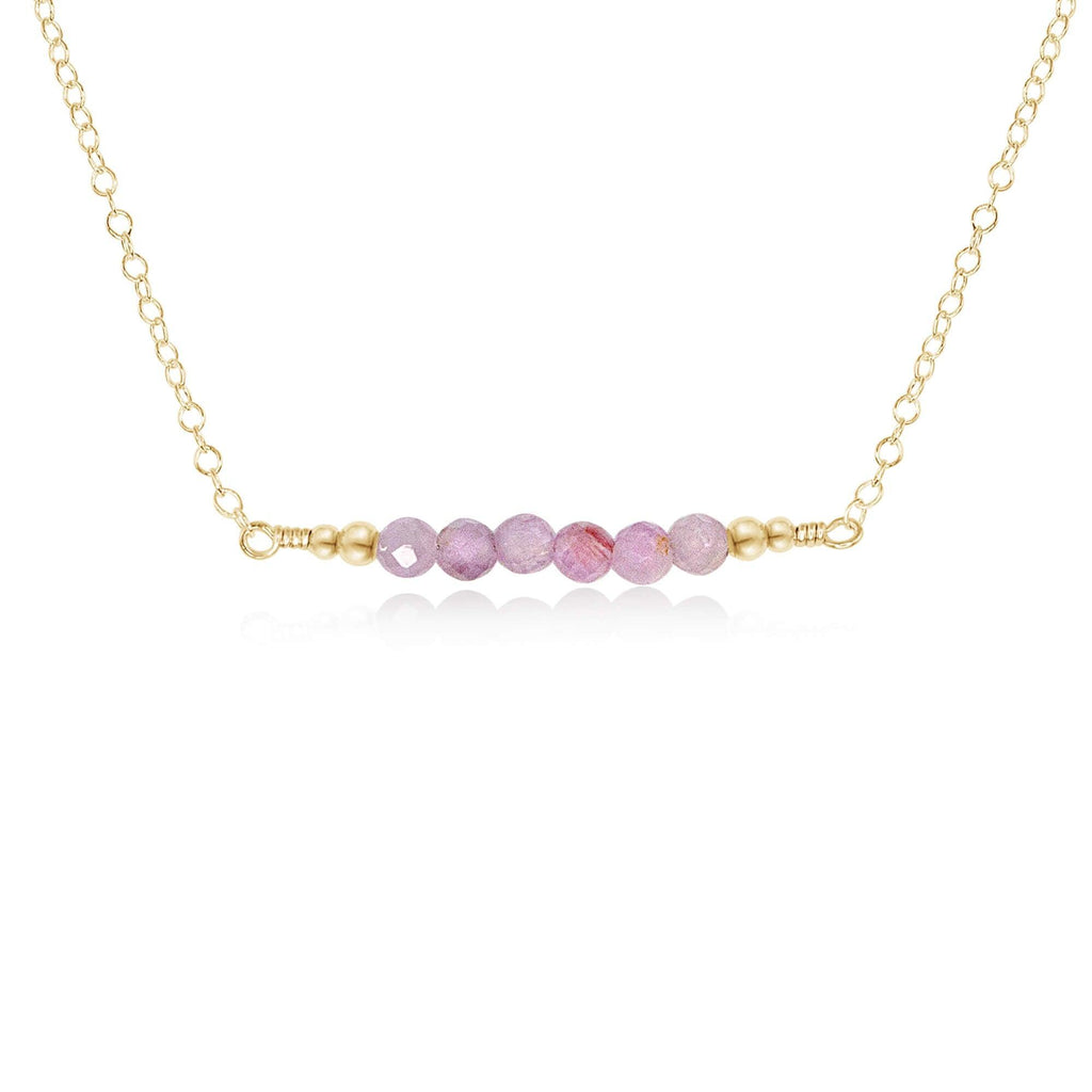 Sparkling Kunzite Faceted Bead Bar Necklace - Sparkling Kunzite Faceted Bead Bar Necklace - 14k Gold Fill - Luna Tide Handmade Crystal Jewellery