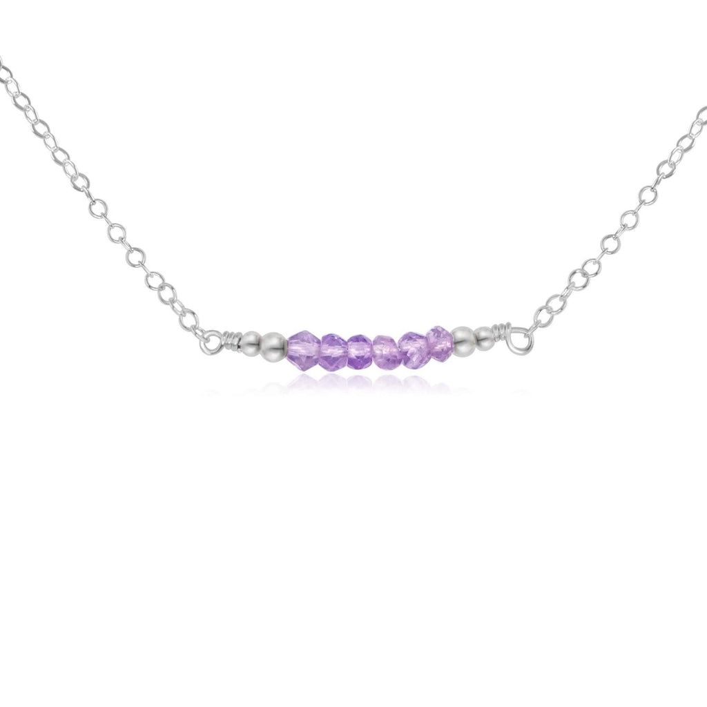 Sparkling Lavender Amethyst Faceted Bead Bar Necklace - Sparkling Lavender Amethyst Faceted Bead Bar Necklace - Sterling Silver - Luna Tide Handmade Crystal Jewellery