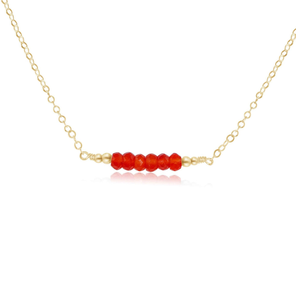 Sparkling Orange Carnelian Faceted Bead Bar Necklace - Sparkling Orange Carnelian Faceted Bead Bar Necklace - 14k Gold Fill - Luna Tide Handmade Crystal Jewellery