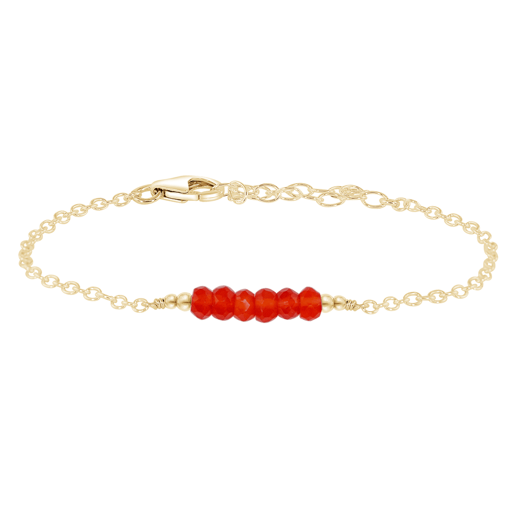 Sparkling Orange Carnelian Gemstone Faceted Bead Bar Bracelet - Sparkling Orange Carnelian Gemstone Faceted Bead Bar Bracelet - 14k Gold Fill - Luna Tide Handmade Crystal Jewellery