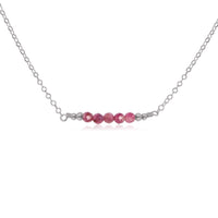 Faceted Bead Bar Necklace - Pink Tourmaline - Stainless Steel - Luna Tide Handmade Jewellery