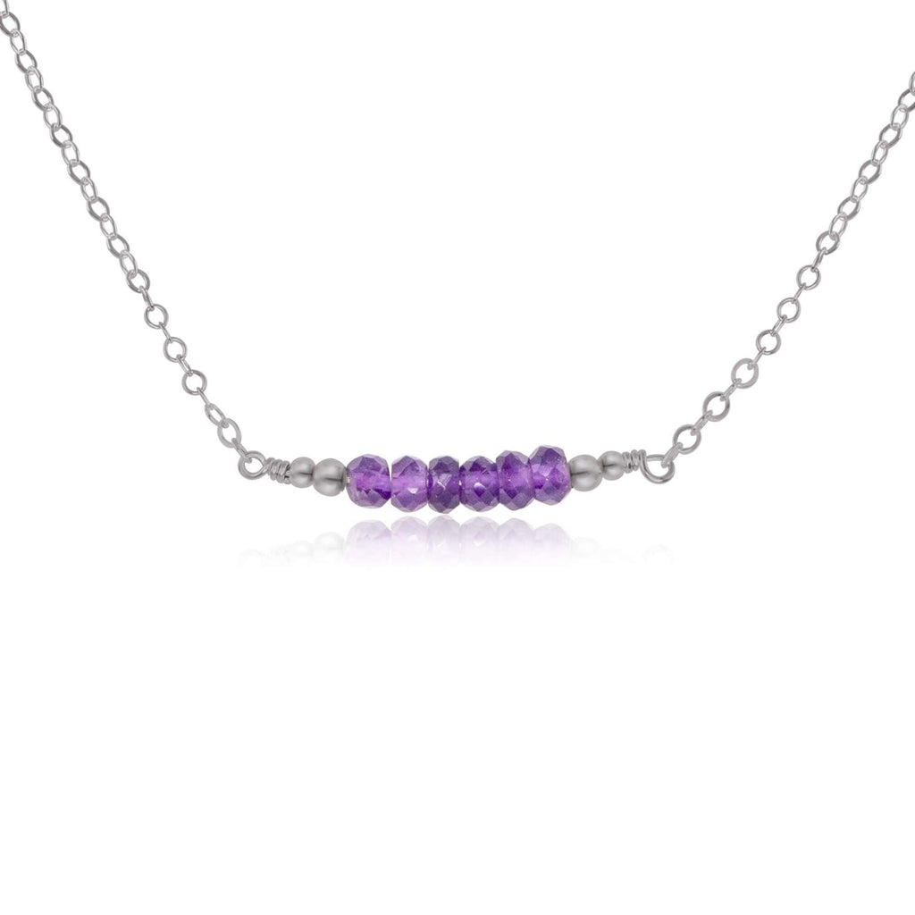 Sparkling Purple Amethyst Faceted Bead Bar Necklace - Sparkling Purple Amethyst Faceted Bead Bar Necklace - Stainless Steel - Luna Tide Handmade Crystal Jewellery