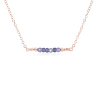 Faceted Bead Bar Necklace - Tanzanite - 14K Rose Gold Fill - Luna Tide Handmade Jewellery