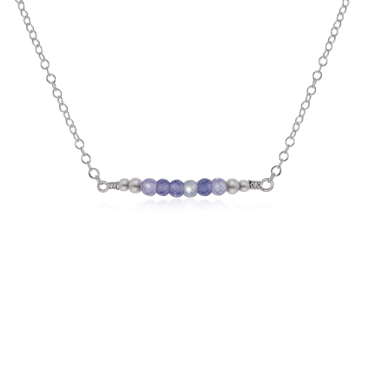 Faceted Bead Bar Necklace - Tanzanite - Stainless Steel - Luna Tide Handmade Jewellery