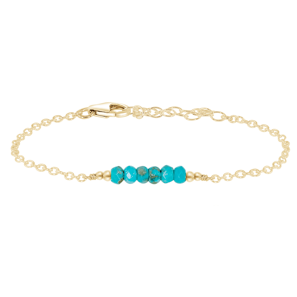 Sparkling Turquoise Gemstone Faceted Bead Bar Bracelet - Sparkling Turquoise Gemstone Faceted Bead Bar Bracelet - 14k Gold Fill - Luna Tide Handmade Crystal Jewellery