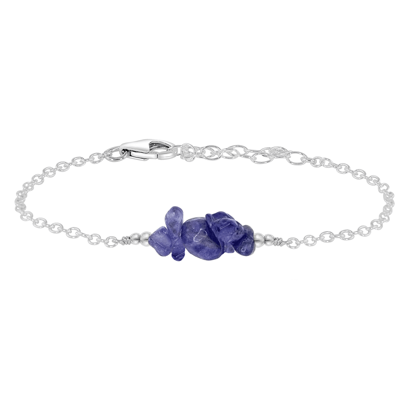 Tanzanite Chip Bead Bar Bracelet - Tanzanite Chip Bead Bar Bracelet - Sterling Silver - Luna Tide Handmade Crystal Jewellery