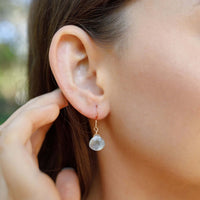 Teardrop Earrings - Aquamarine - 14K Rose Gold Fill - Luna Tide Handmade Jewellery