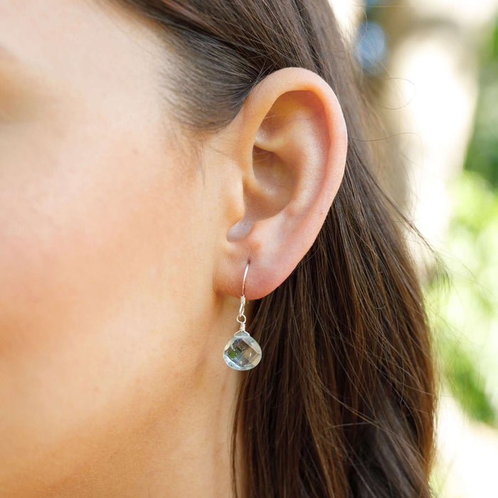 Teardrop Earrings - Aquamarine - Sterling Silver - Luna Tide Handmade Jewellery
