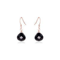 Teardrop Earrings - Black Onyx - 14K Rose Gold Fill - Luna Tide Handmade Jewellery