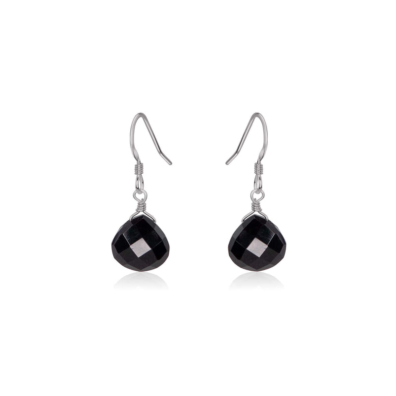 Teardrop Earrings - Black Onyx - Stainless Steel - Luna Tide Handmade Jewellery