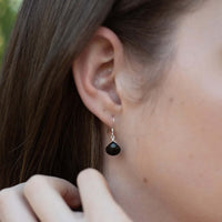 Teardrop Earrings - Black Onyx - Sterling Silver - Luna Tide Handmade Jewellery