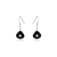 Teardrop Earrings - Black Onyx - Sterling Silver - Luna Tide Handmade Jewellery