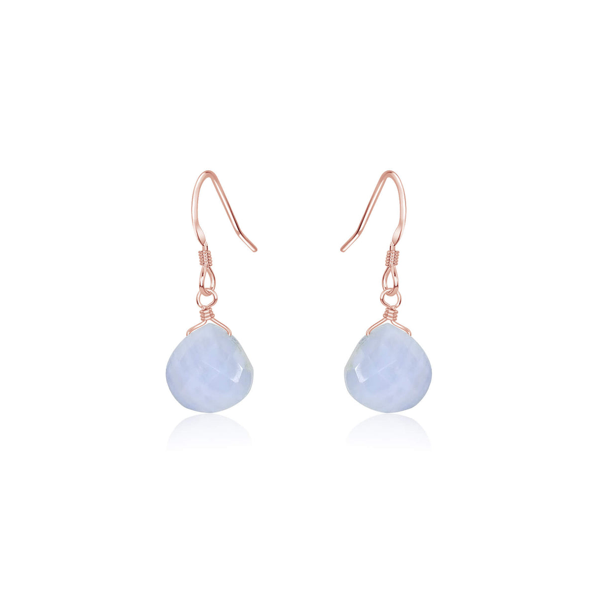 Teardrop Earrings - Blue Lace Agate - 14K Rose Gold Fill - Luna Tide Handmade Jewellery