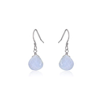 Teardrop Earrings - Blue Lace Agate - Stainless Steel - Luna Tide Handmade Jewellery