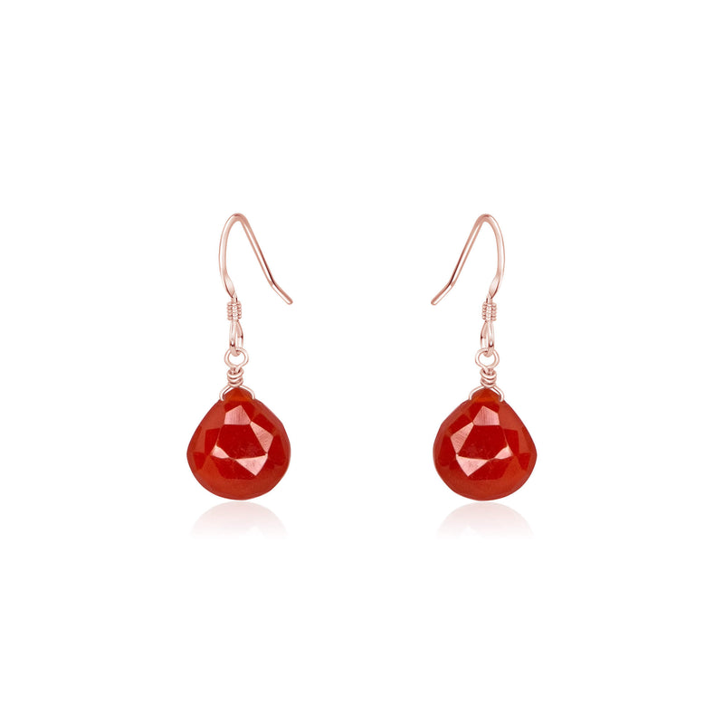 Teardrop Earrings - Carnelian - 14K Rose Gold Fill - Luna Tide Handmade Jewellery