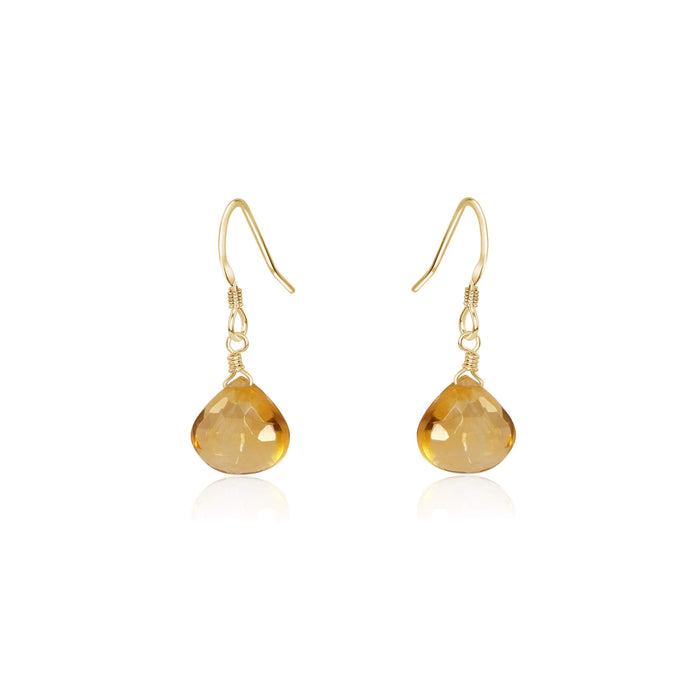 Teardrop Earrings - Citrine - 14K Gold Fill - Luna Tide Handmade Jewellery