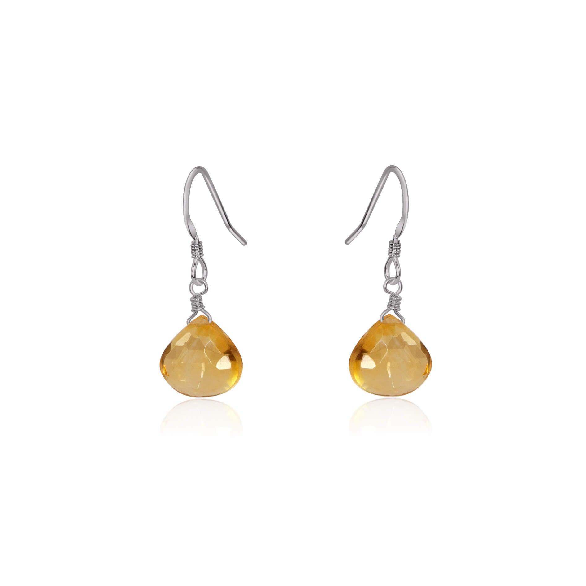 Buy Solid Gold Heart-shaped Citrine Dangle Earrings - JeweleryNest