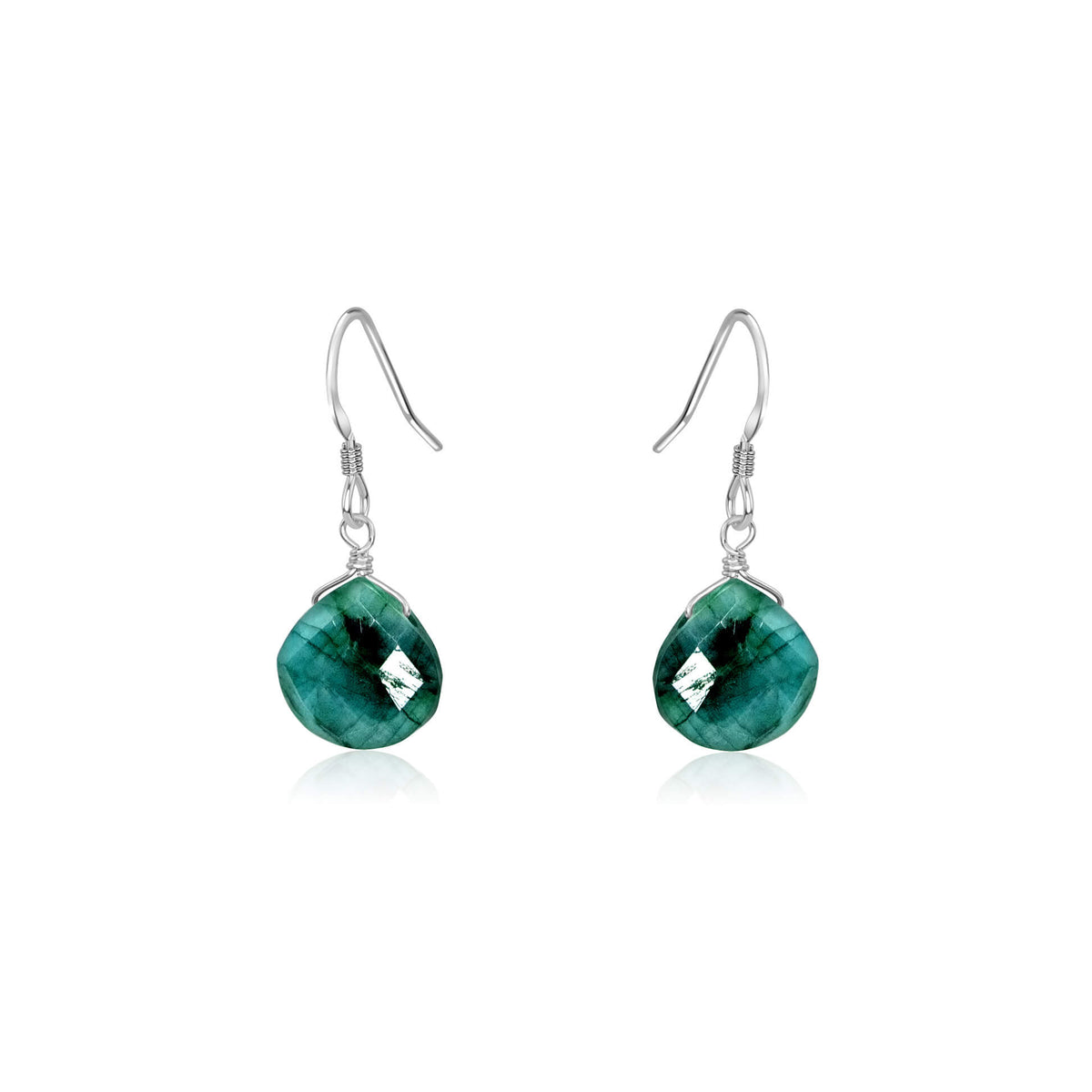 Teardrop Earrings - Emerald - Sterling Silver - Luna Tide Handmade Jewellery