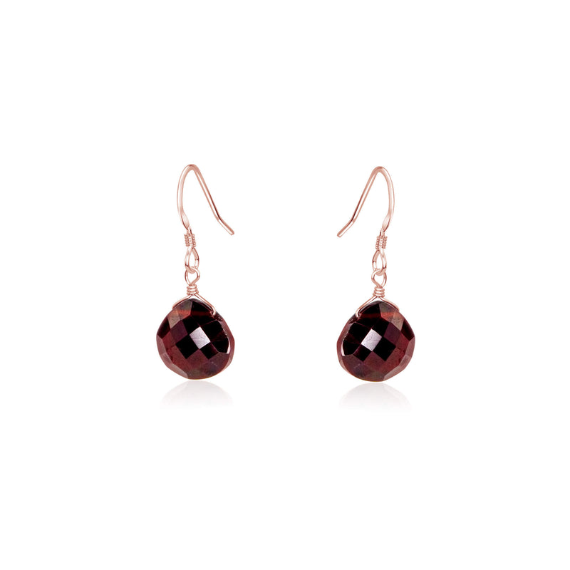 Teardrop Earrings - Garnet - 14K Rose Gold Fill - Luna Tide Handmade Jewellery