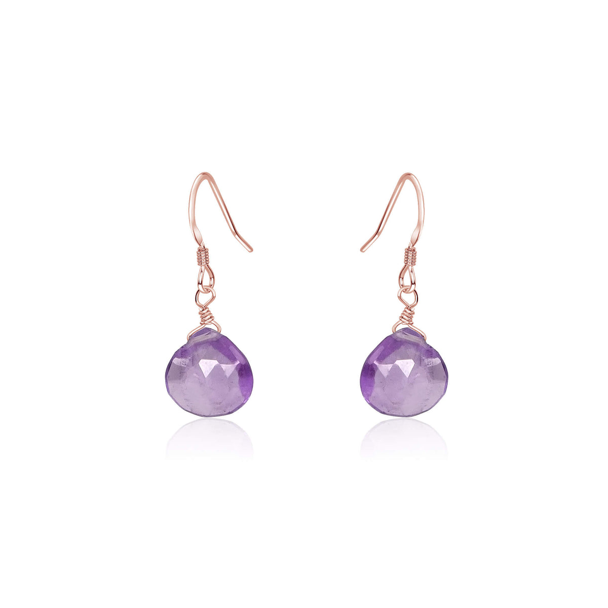 Teardrop Earrings - Lavender Amethyst - 14K Rose Gold Fill - Luna Tide Handmade Jewellery