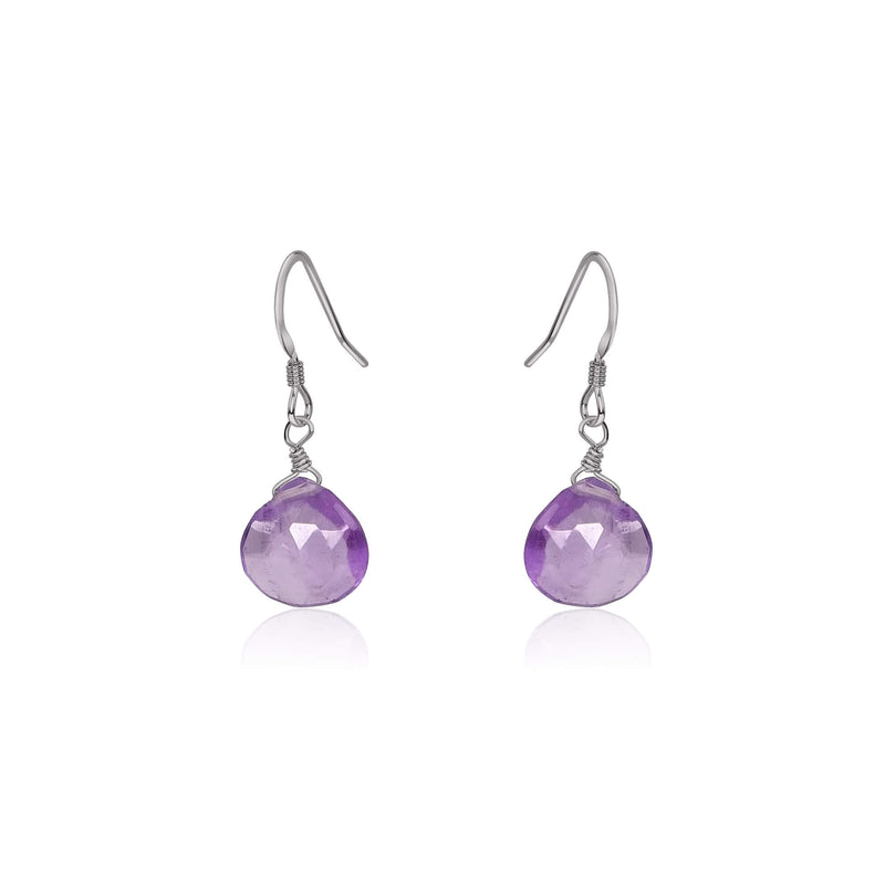Teardrop Earrings - Lavender Amethyst - Stainless Steel - Luna Tide Handmade Jewellery